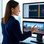 A professional female video editor in a modest business casual outfit, fully clothed, appropriate attire, standing in a brightly lit modern editing suite. She is looking at multiple screens displaying blurred, dynamic fast-forwarded cityscape timelapses and energetic event footage, illustrating accelerated video. The environment is a clean, contemporary studio with sleek design and soft natural light. High-resolution professional photography, sharp focus, vibrant colors, safe for work, appropriate content, professional, perfect anatomy, correct proportions, natural pose, well-formed hands, proper finger count, natural body proportions.