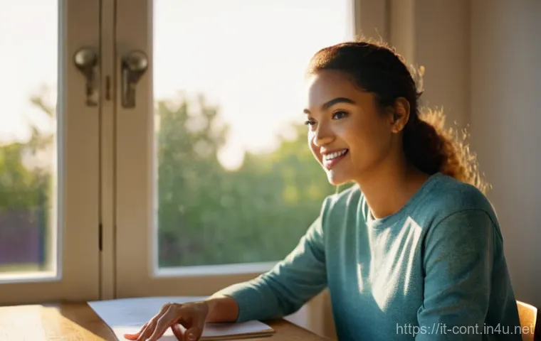 동영상 촬영 조명 기법 - **Golden Hour Natural Light with DIY Reflector**
    A vibrant medium shot of a cheerful female cont...