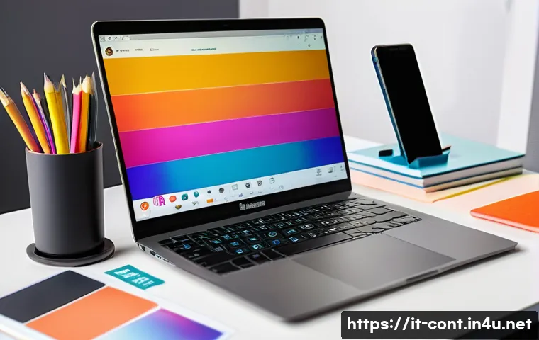 인스타 피드에서 스토리로 전환하는 방법 - A modern Instagram content creator’s workspace, featuring a sleek laptop displaying a vibrant Instag...