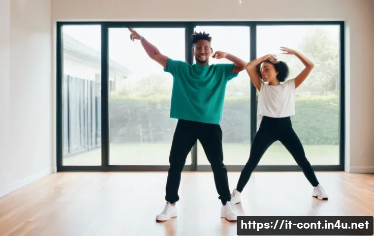 틱톡 듀엣 영상 촬영법 - A creative TikTok duet scene featuring two young adult performers in casual, stylish streetwear, sta...