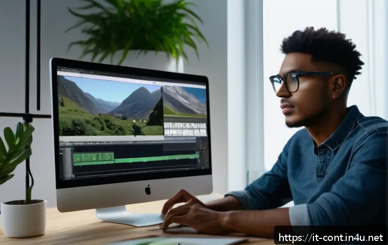 영상 자막 스타일 추천 - A modern video editing workspace showing a sleek computer screen displaying a tutorial video with cl...